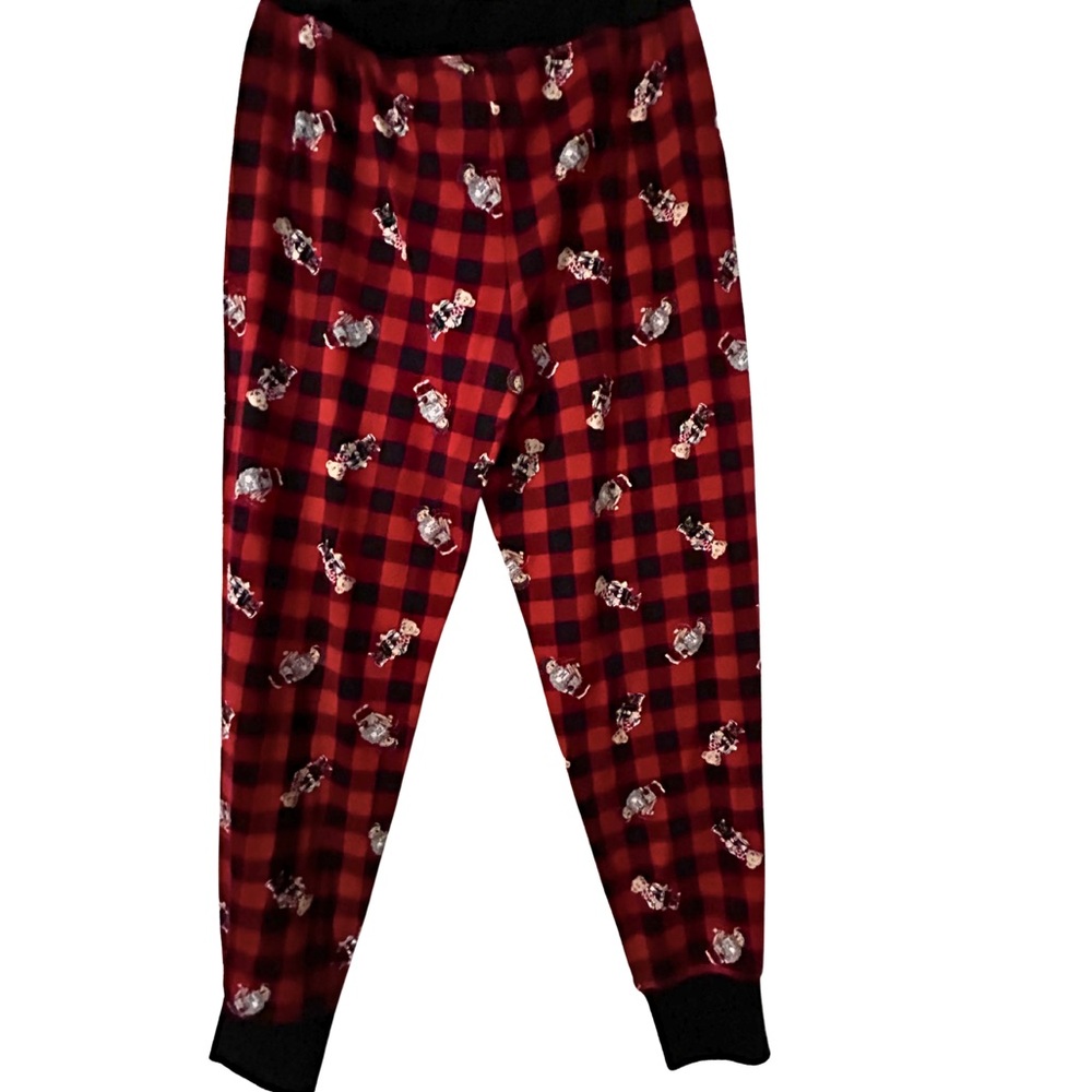 Polo Red Plaid Pajama Pants with Teddy Bear Print